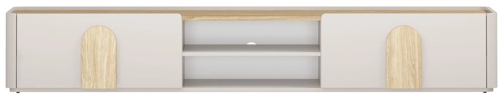 Comodă TV Amilio 220 cm cu sertar - cashmere / stejar uleiat / mânere stejar deschis