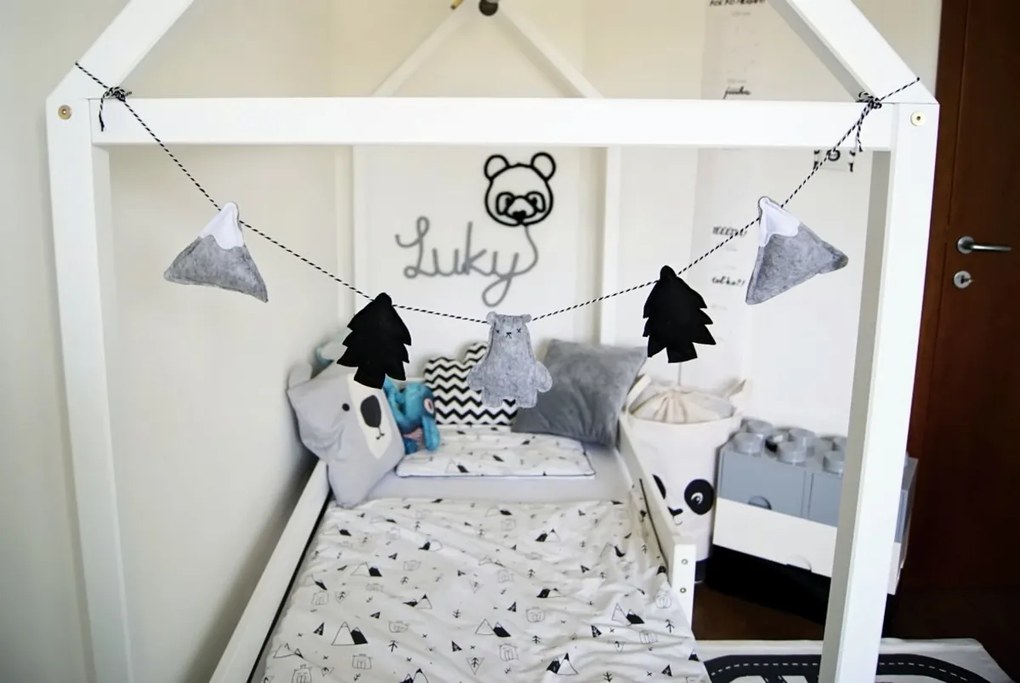 Pat pentru copii Casa Paul - Alb 180x80 cm pat fără spațiu de depozitare