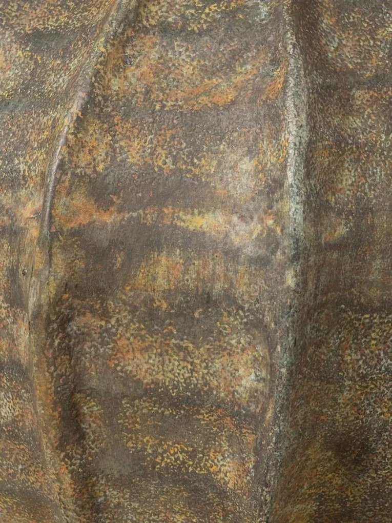Vază din aluminiu cu nervuri verticale, maro-verde, formă rotundă, finisaj patinat, 22×24 cm, „Hull"