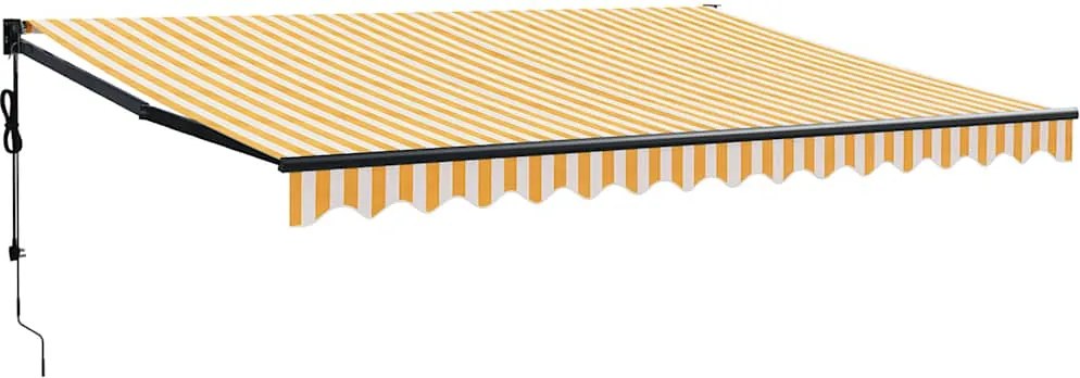 vidaXL Copertină retractabilă automată, galben și alb, 4x3 m