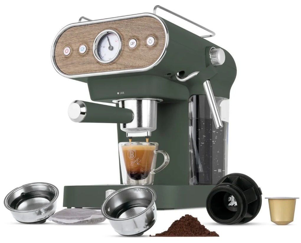 Espressor 3 in 1 Matte Green Nordic Berlinger Haus BH/9857