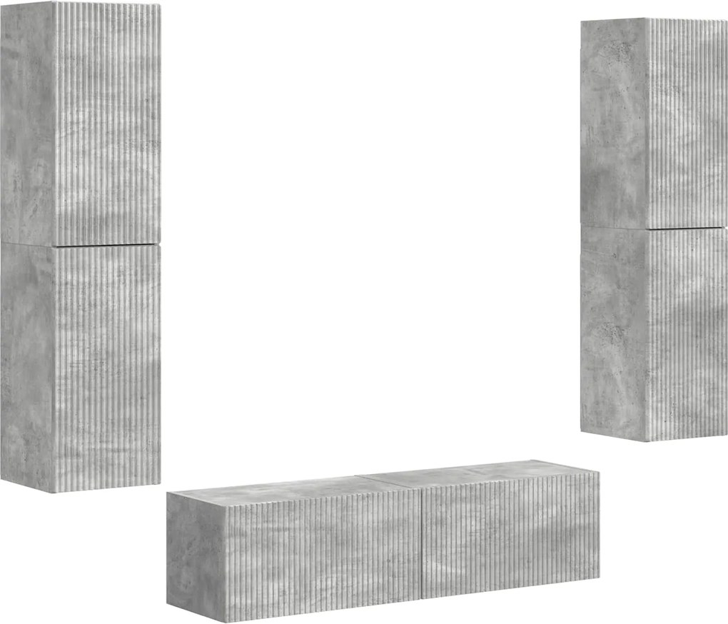 vidaXL Set comodă TV 6 pcs Gri din beton Lemn compozit