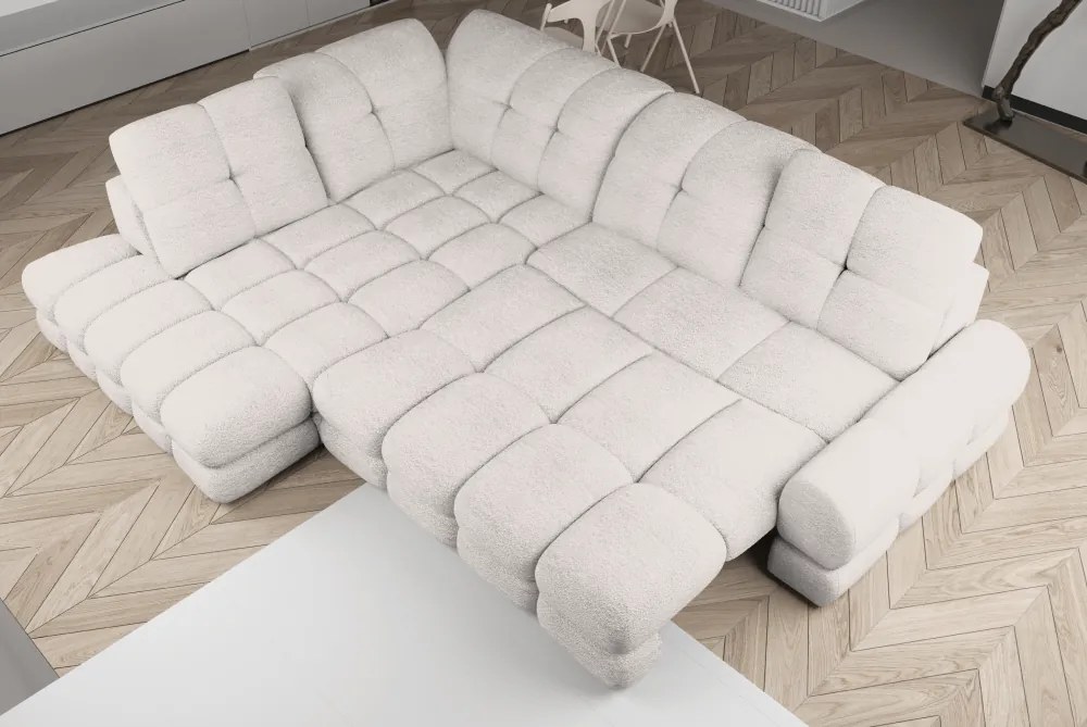 Set canapea extensibilă cu funcţie de extensie electrică, crem, pe stânga, TOLLO L ROH