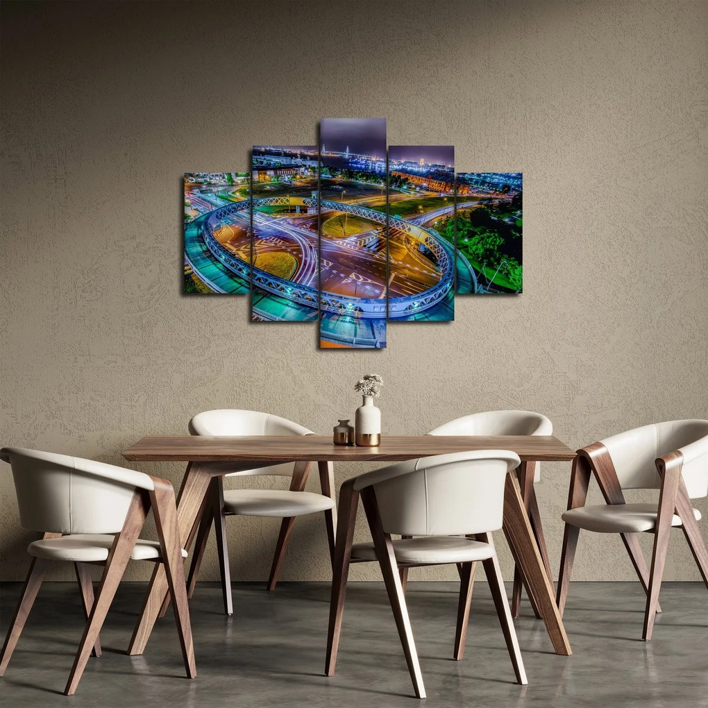 Tablou panorama orașului nocturn (150x105 cm)