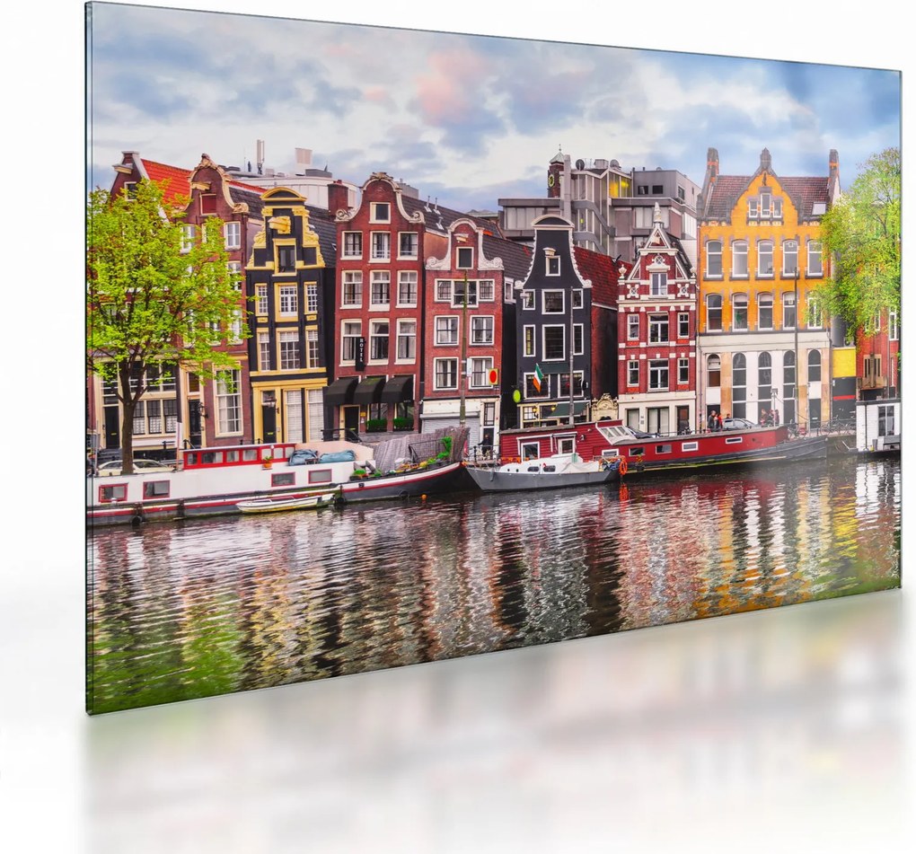 Tablou pe sticlă - Amsterdam, case de dans (70x50 cm)