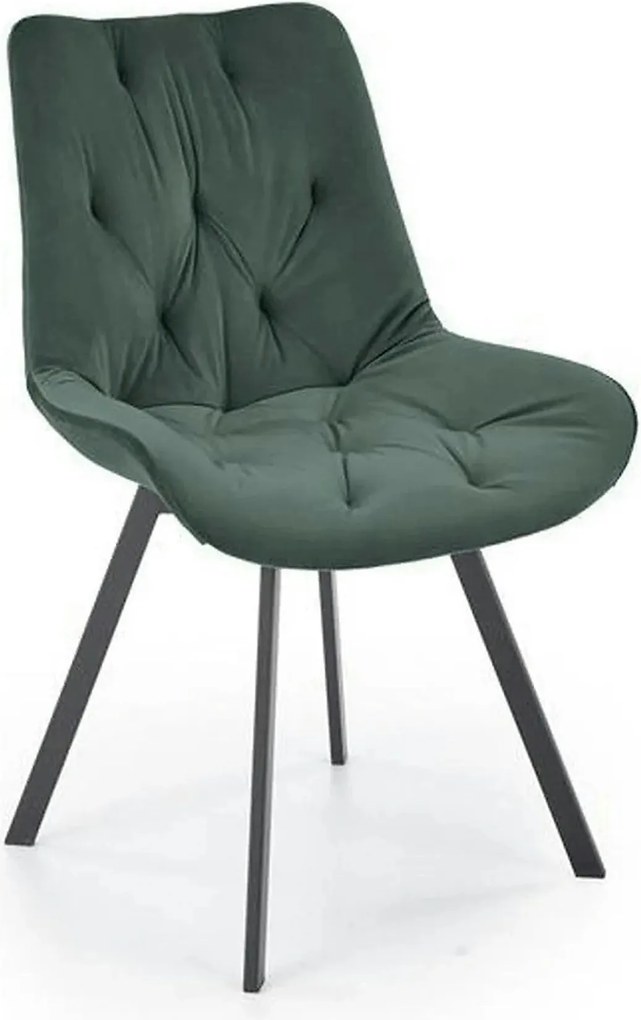 Scaun pivotant K519, verde inchis, stofa catifelata/metal, 54x63x86 cm