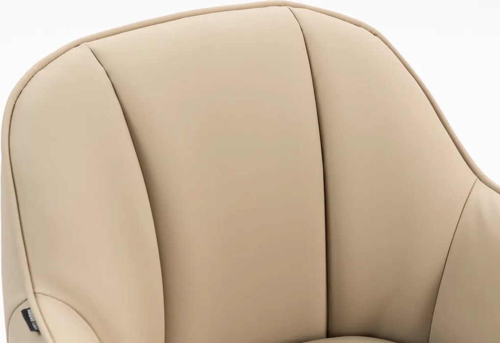 HR2055N Scaun Crem din Piele Ecologica cu Bază Cromata