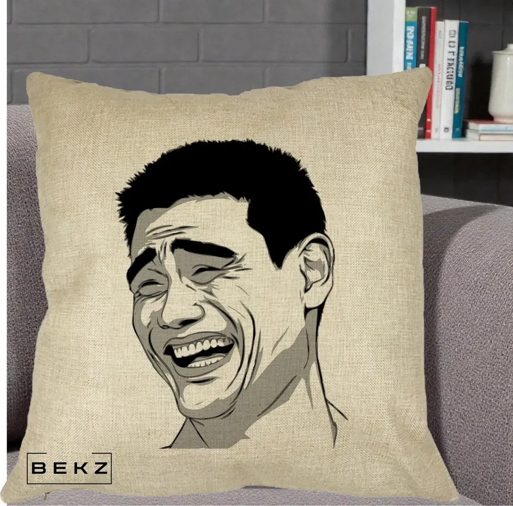 Perna Decorativa Yao Ming Meme, 40x40 cm, Crem, Husa Detasabila, Perna Inclusa, BEKZ®
