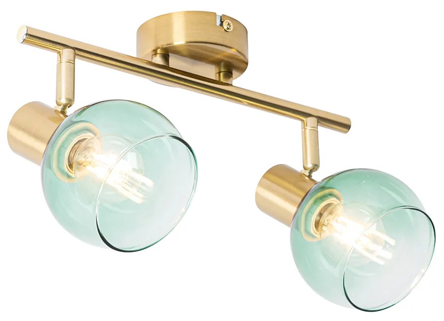 Spotlight Art Deco auriu cu sticlă verde cu 2 lumini - Vidro