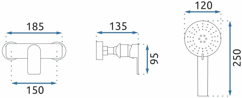 Baterie de dus REA Bloom alb crom