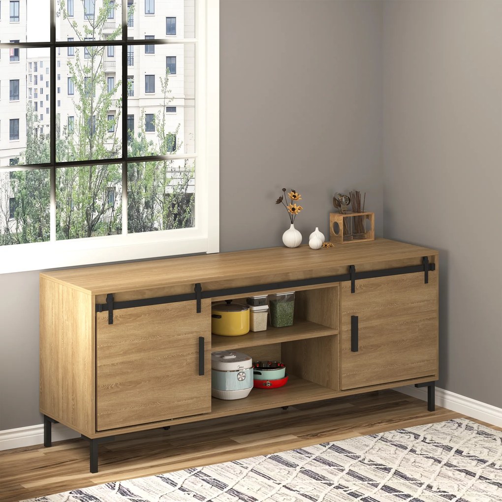 HOMCOM Set Complet Ușă Glisantă de 183 cm - Perfect pentru orice spațiu | Aosom Romania