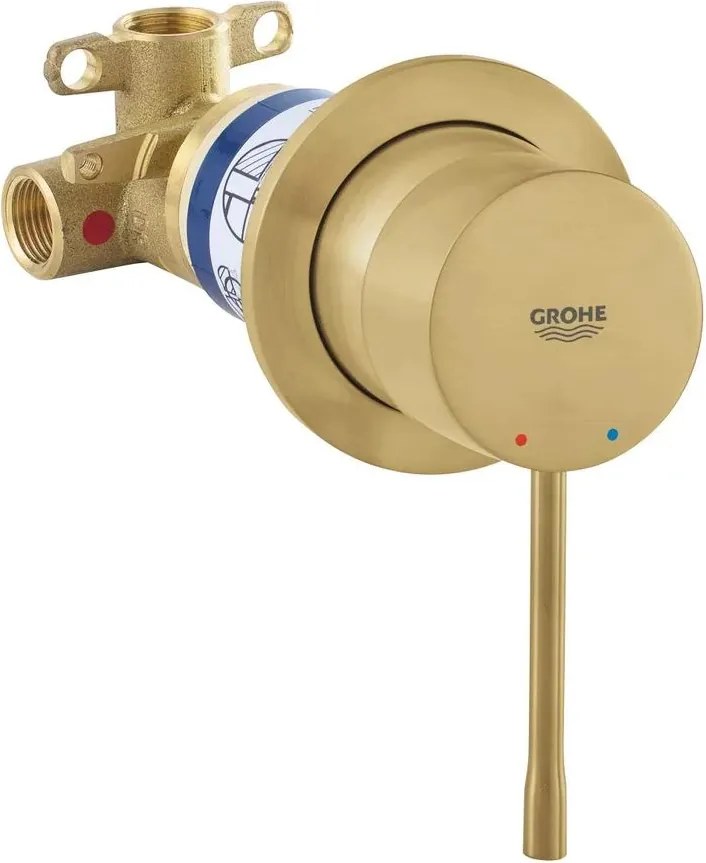 Baterie dus incastrata Grohe Essence auriu periat Cool Sunrise cu corp ingropat