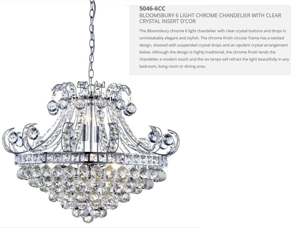 Lustra cristal design LUX Bloomsbury 6L 5046-6CC SRT