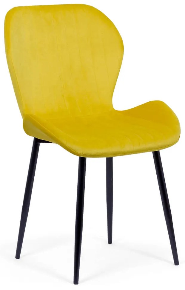 Scaun dining din catifea cu picioare metalice BUC 248U galben