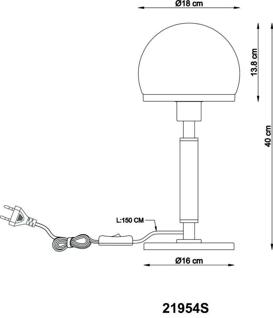 Veioza/Lampa de masa design modern HAKU negru/lemn/fumuriu