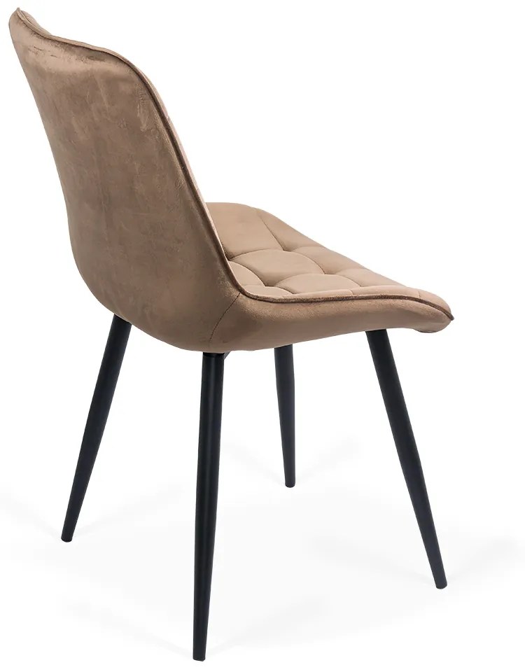 Scaun living elegant din catifea cu bază metalică BUC 206 maro