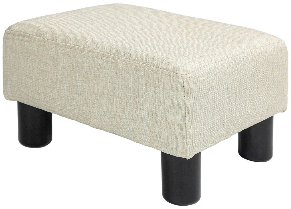 HOMCOM Puf suport pentru picioare taburet jos din țesătură de in capacitate de încărcare 110 kg 40 x 30 x 24 cm bej | Aosom Romania