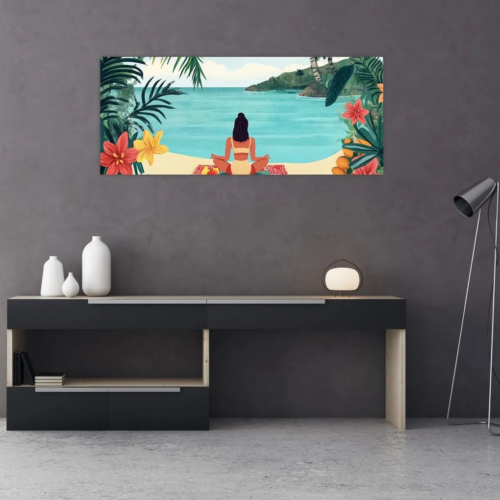 Tablou - Yoghiniță pe plajă (120x50 cm)