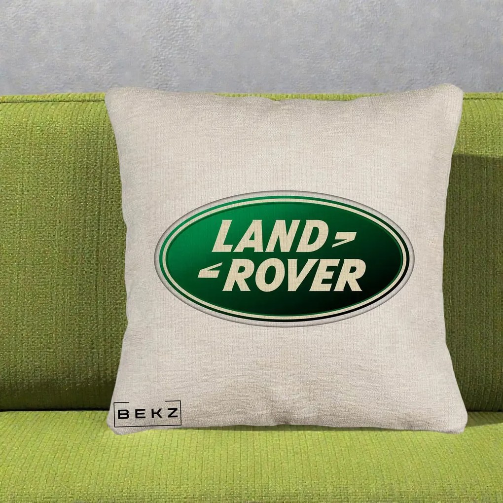 Perna Personalizata cu emblema Land Rover, 40x40 cm, Bej Canapea, Husa Detasabila, Perna Inclusa, BEKZ®