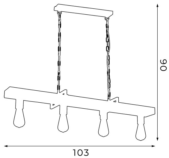 Lustră pe lanț HARD 4xE27/60W/230V