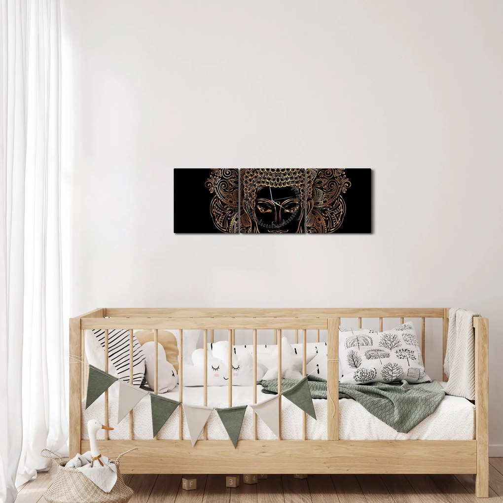 Tablou - Buddha auriu (cu ceas) (90x30 cm)