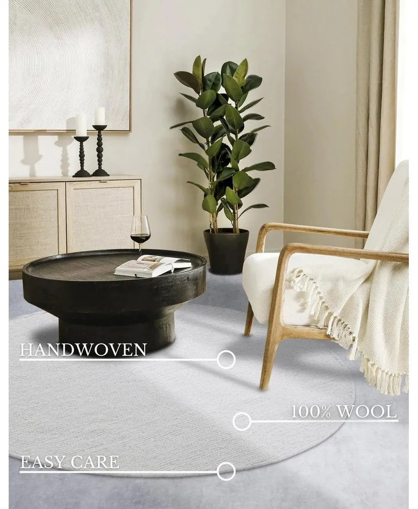 Covor alb țesut manual rotund din lână ø 200 cm Francois – Villeroy&amp;Boch