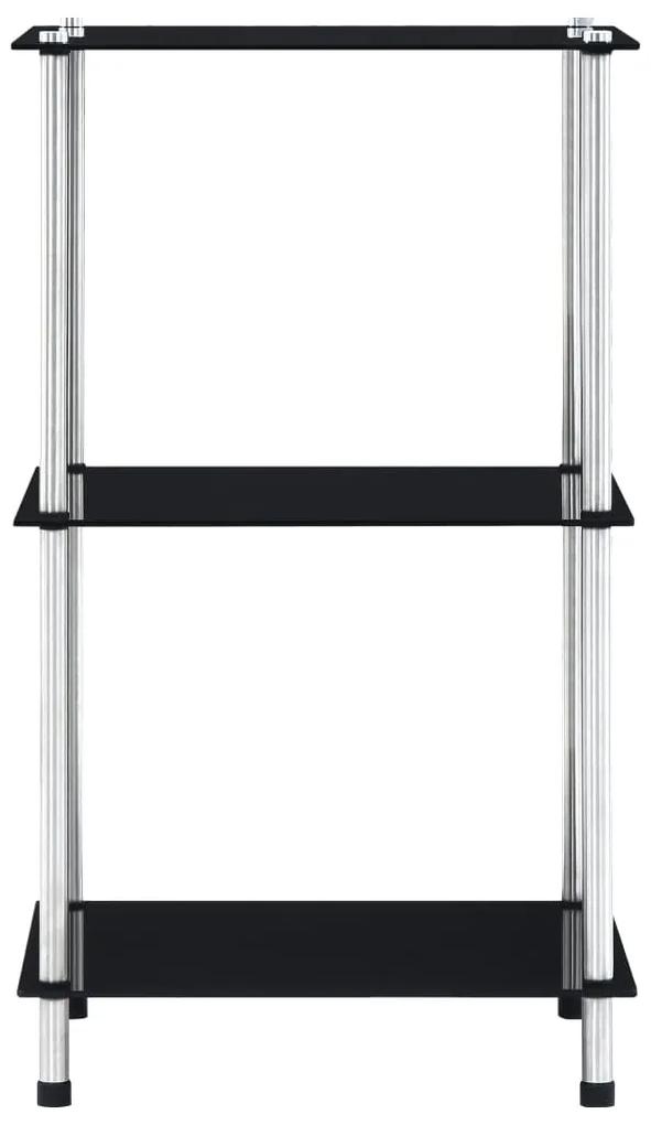 249509 vidaXL Raft cu 3 niveluri, negru, 40 x 40 x 67 cm, sticlă securizată
