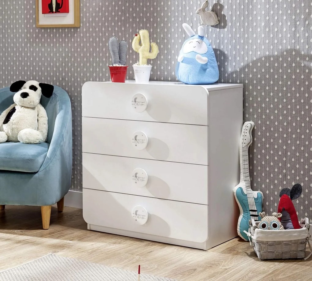 Comoda cu 4 sertare, pentru camera copii, colectia Baby Cotton