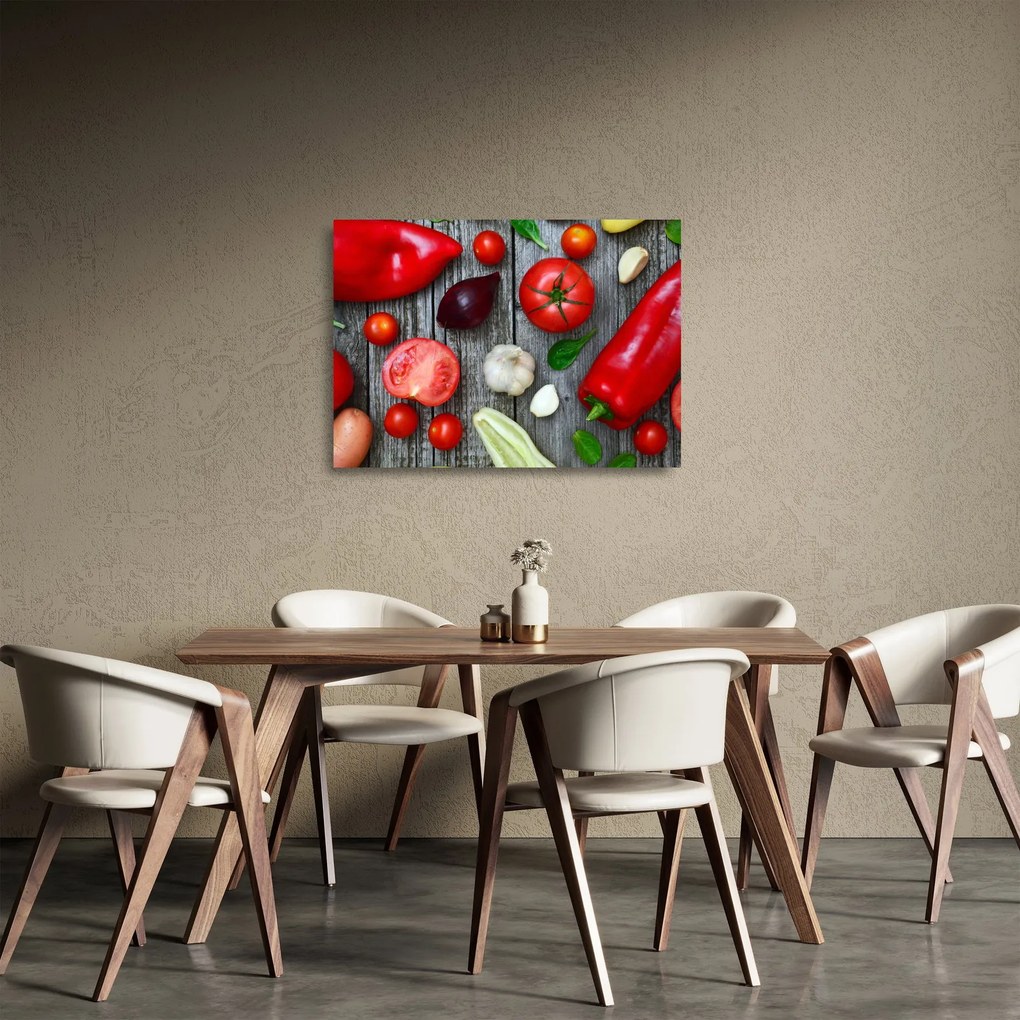 Tablou pe sticlă cu legume (70x50 cm)