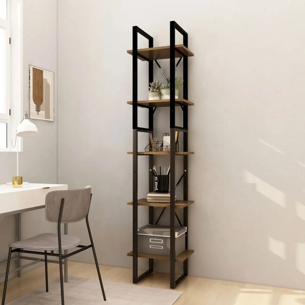 3081976 vidaXL Bibliotecă cu 5 rafturi, maro, 40x30x175 cm, lemn masiv de pin