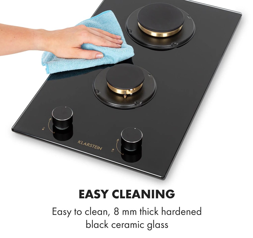 Goldflame Domino, plită pe gaz, 2 arzătoare din aramă, ceramică din sticlă