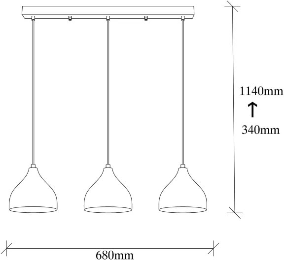 Lustră pe cablu TATTOO 3xE27/40W/230V