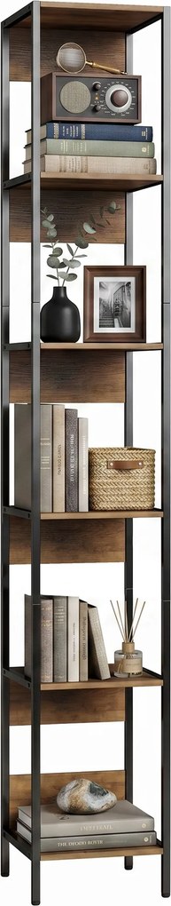 HOMCOM Bibliotecă cu 6 Rafturi, Finisaj Lemn Maro | Aosom Romania