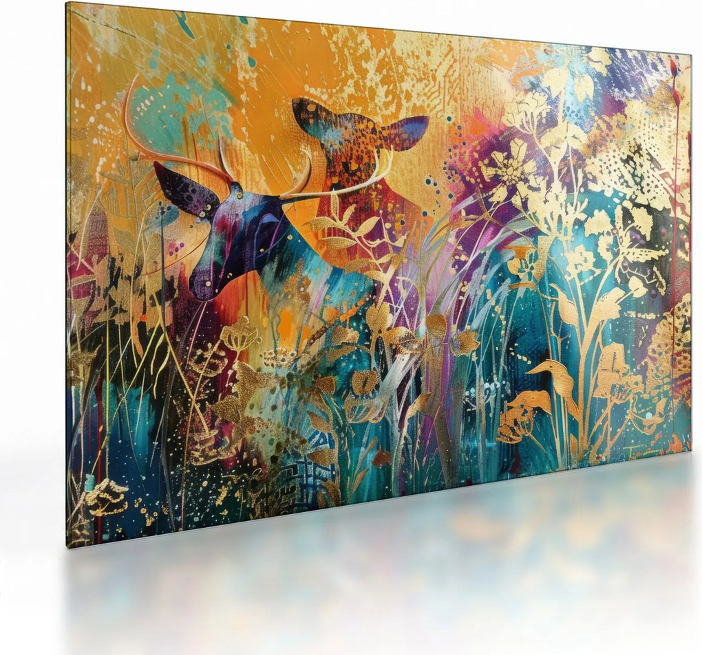 Tablou pe sticlă - Pictura abstractă a naturii (70x50 cm)
