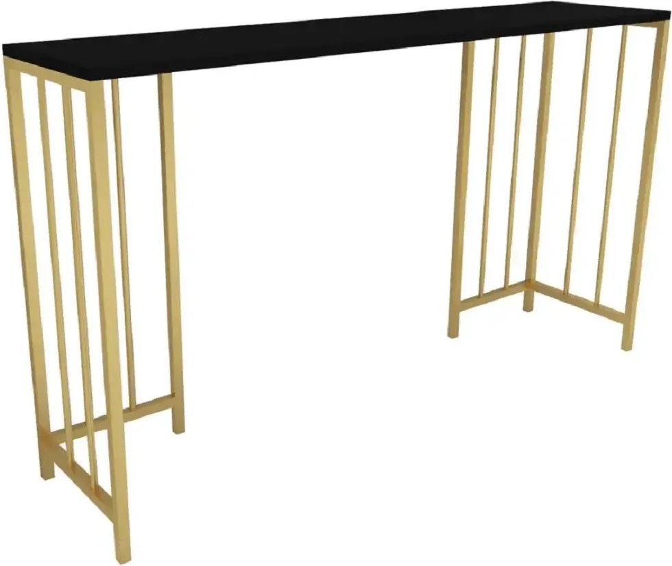 Masa Bucătărie Tip Bar, Auriu &amp; Negru, 150x35x90 cm