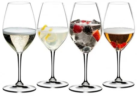 Set 4 pahare pentru sampanie si cocktail, din cristal Mixing Champagne Clear, 440 ml, Riedel