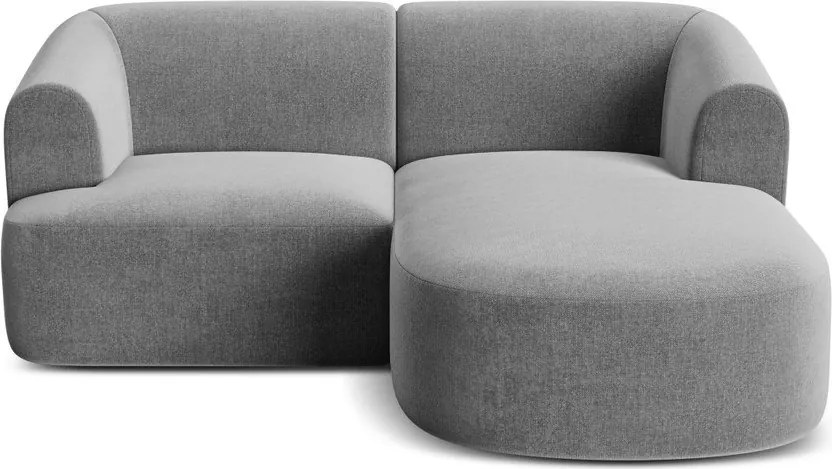 Colțar gri deschis cu tapițerie din catifea (cu colț pe partea dreaptă/cu șezlong) Campi – Cosmopolitan Design