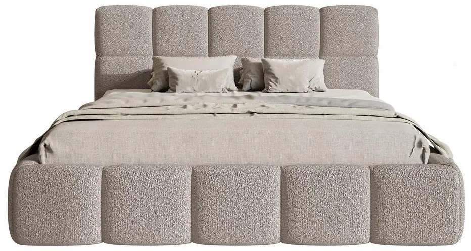 Pat matrimonial 140 cm Cirsten 140B (cu somieră) (Gri deschis). 1099526