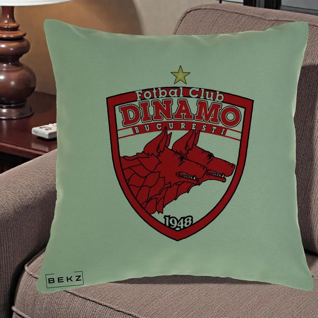 Perna Personalizata FC Dinamo Bucuresti 1948 Fotbal, 40x40 cm, Verde, Husa Detasabila, Perna Inclusa, BEKZ®