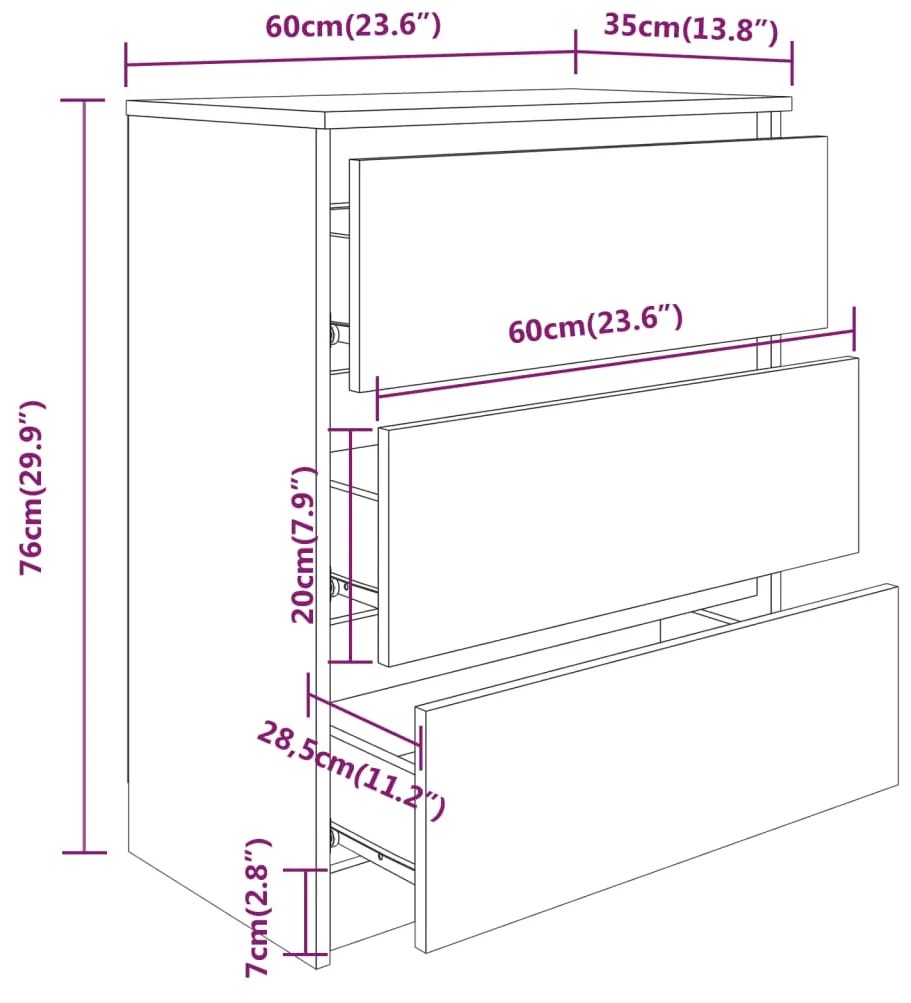 Servanta, negru extralucios, 60x35x76 cm, lemn prelucrat 1, negru foarte lucios