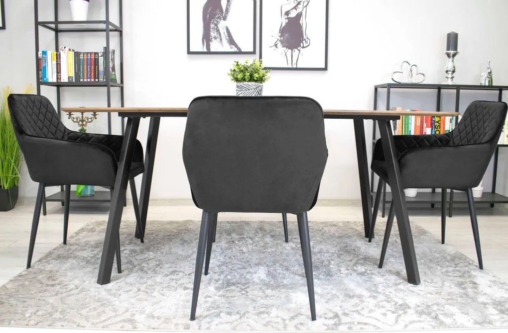 OFERTA Scaun de catifea negru NOLA II. calitate secundara