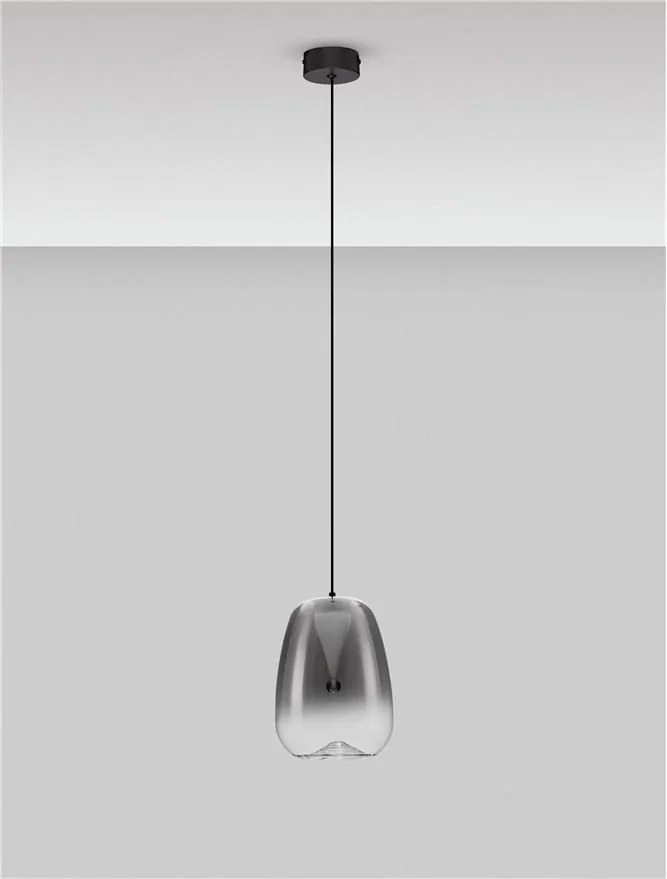 Pendul LED modern, Metal, Sticla, Gri Fumuriu, OBLO