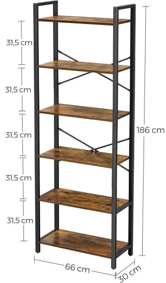 Raft De Depozitare Cu 6 Niveluri, Vintage Maro Si Negru, 66 Cm