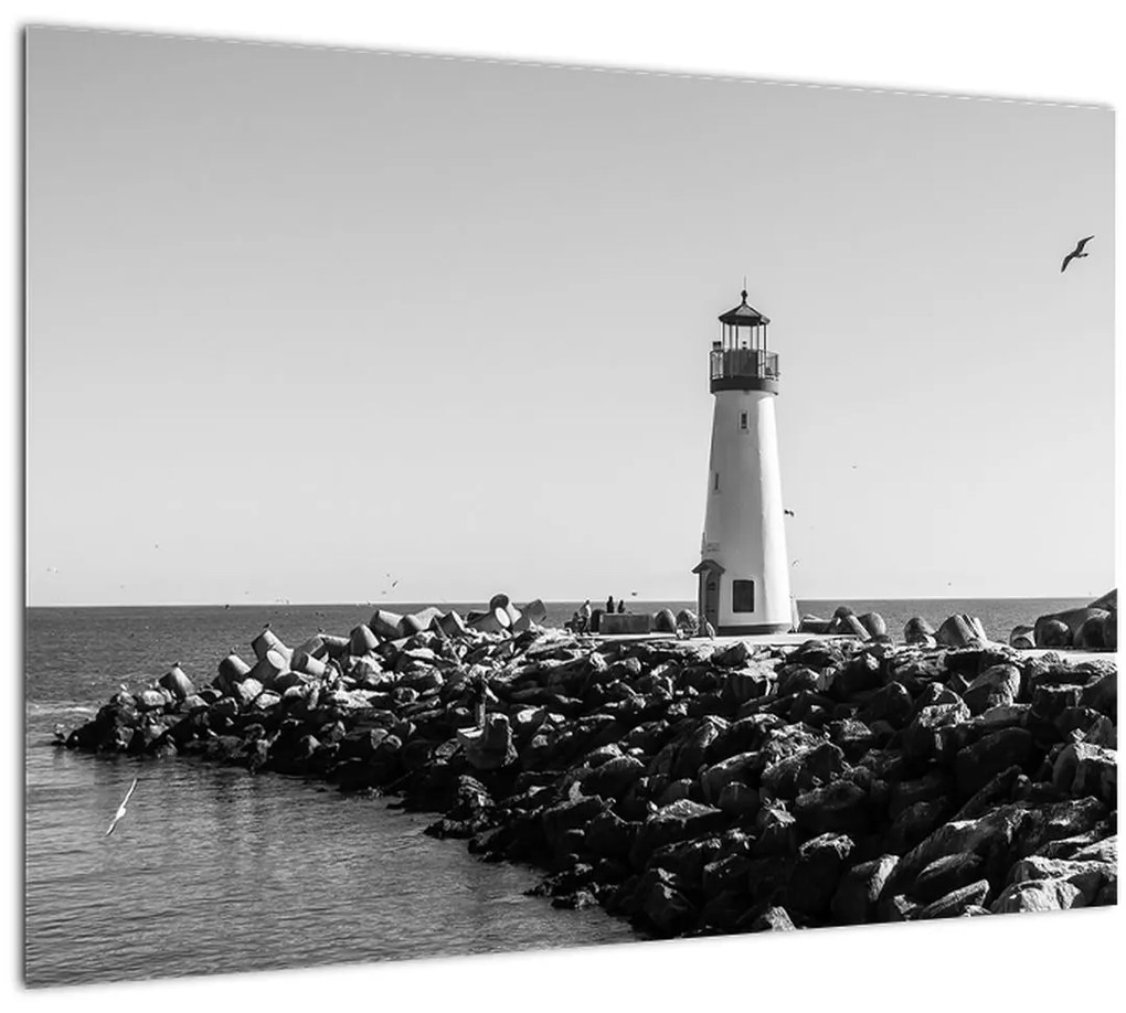 Tablou pe sticlă - Far de pe coastă, Santa Cruz, California (70x50 cm)
