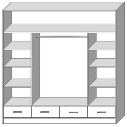 Dulap cu oglindă SANNA 200x215 cm, alb