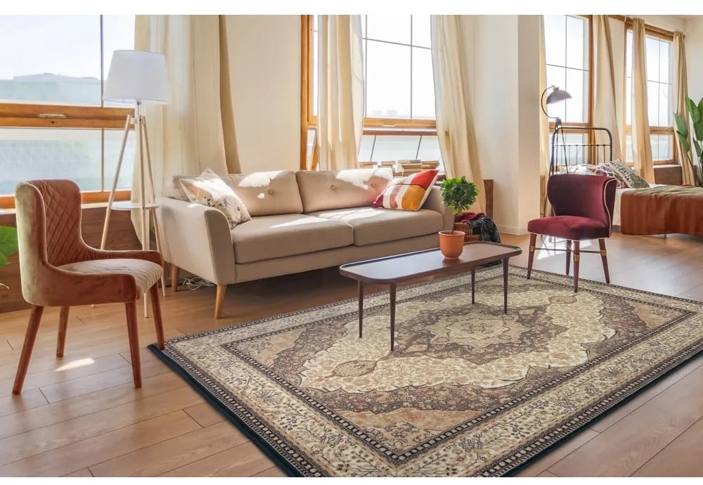 Covor maro deschis din lână 133x180 cm Charlotte – Agnella