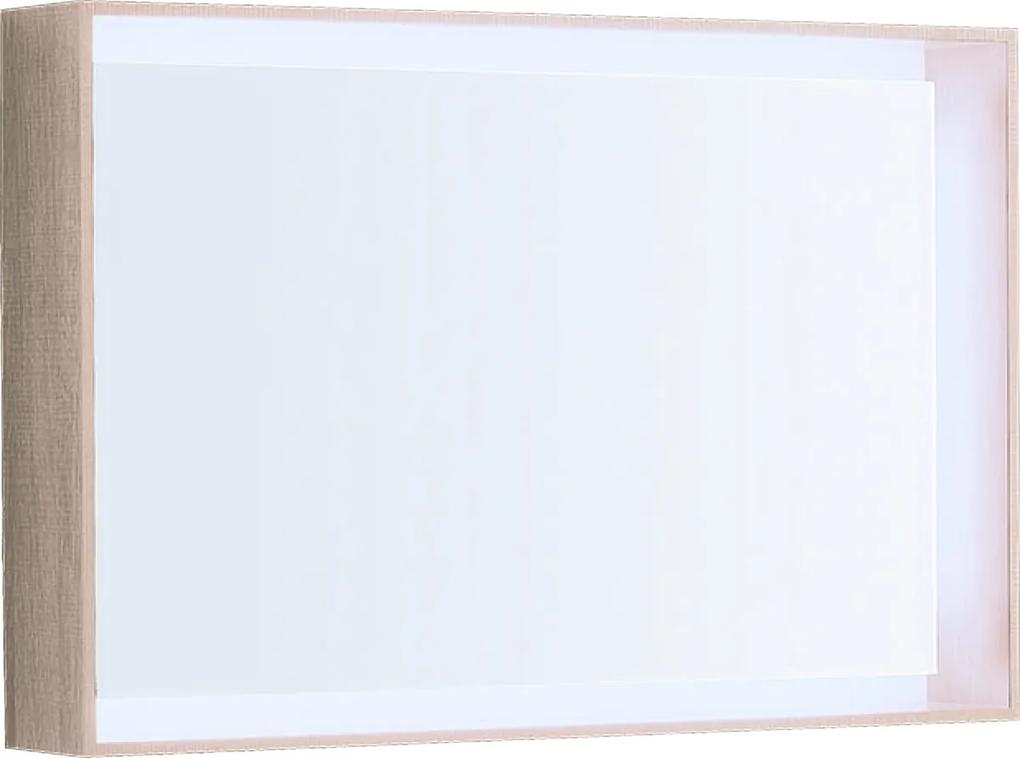 Oglinda cu iluminare Geberit Citterio 88.4x58.4cm, rama stejar bej