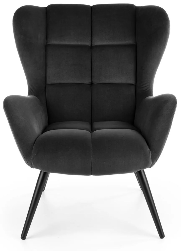 Fotoliu Tyrion velvet negru H91 cm