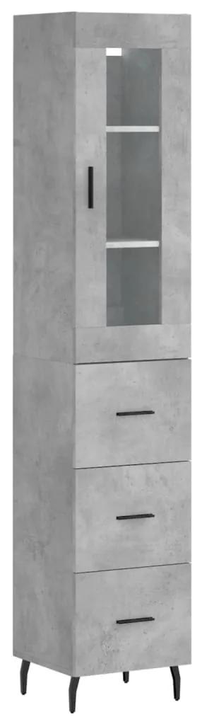 3199253 vidaXL Dulap înalt, gri beton, 34,5x34x180 cm, lemn prelucrat