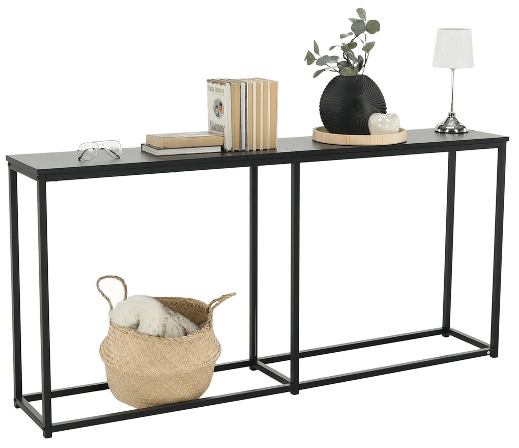 Măsuță consolă Burnet (gri închis grafit + negru). 1028801